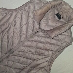 32 Degrees Heat Womens Chevron Quilted Puffer Vest Taupe Mauve Small 1213965
